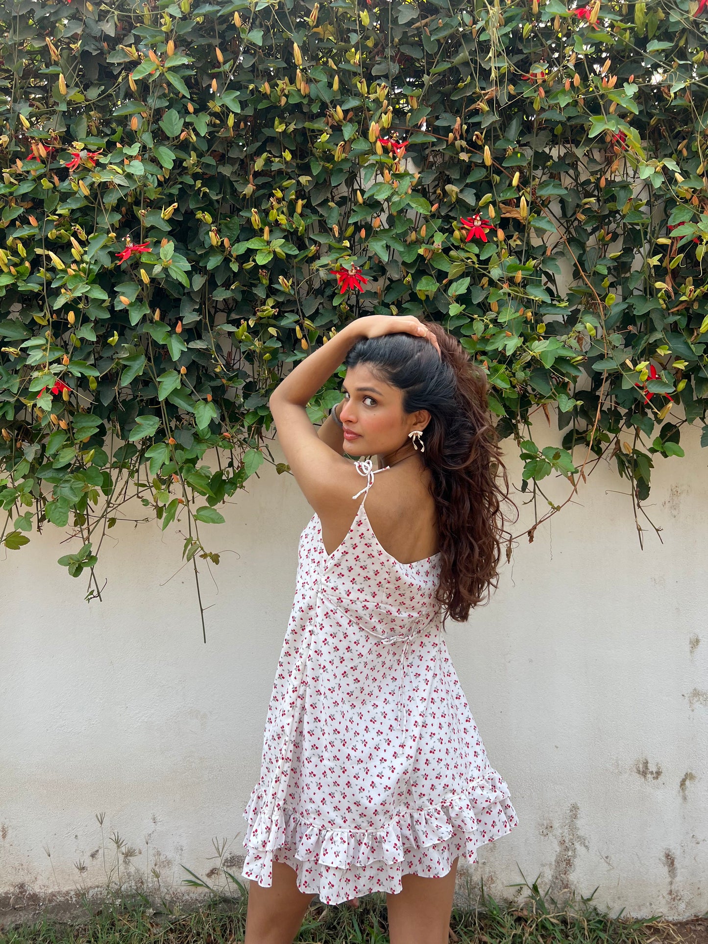 Serena Dress - Red & White Floral