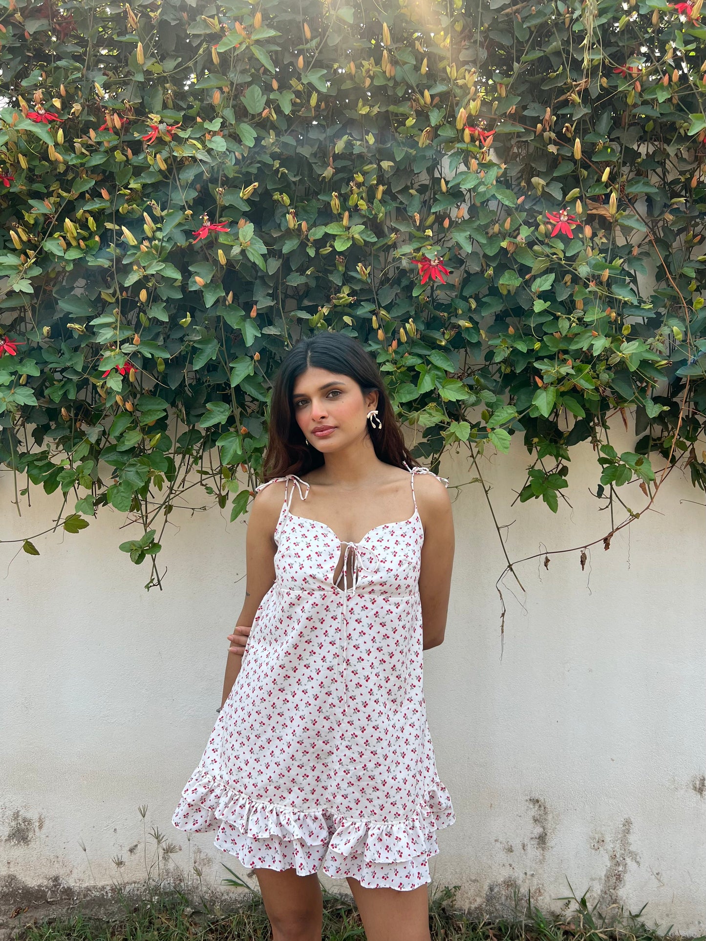 Serena Dress - Red & White Floral