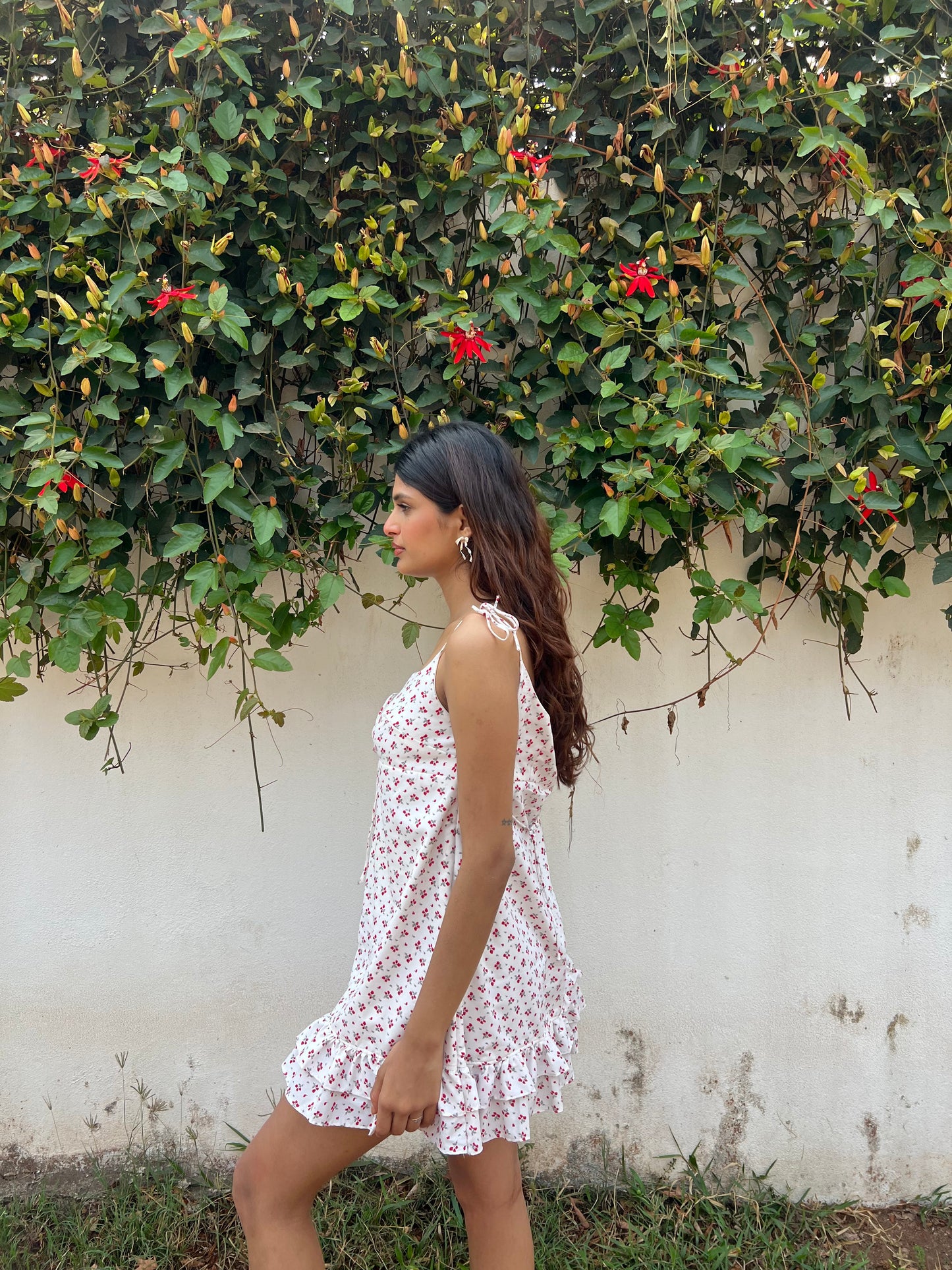 Serena Dress - Red & White Floral